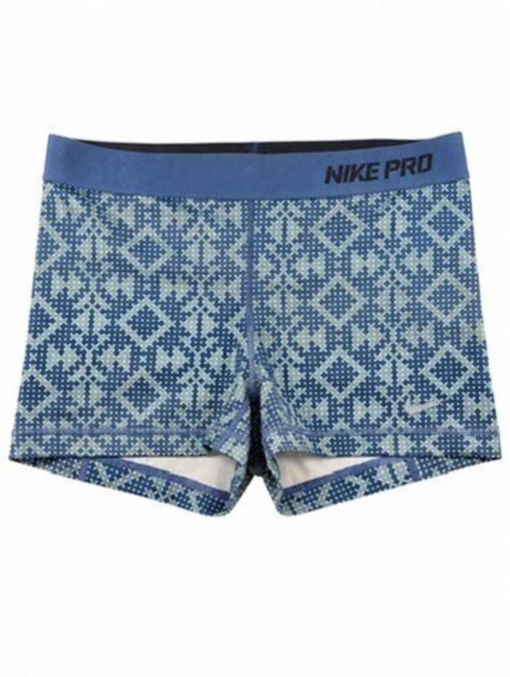 Nike Pro Women's Compression Shorts Medium Blue Geometric Pattern
